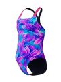 Speedo Allover Powerback Kız Çocuk Mayosu (Mavi-Pembe)