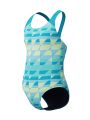 Speedo Allover Powerback Kız Çocuk Mayosu (Mavi-Yeşil)