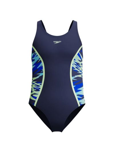 Speedo HYPERBOOM Kız Çocuk Mayosu (Navy-Sarı)