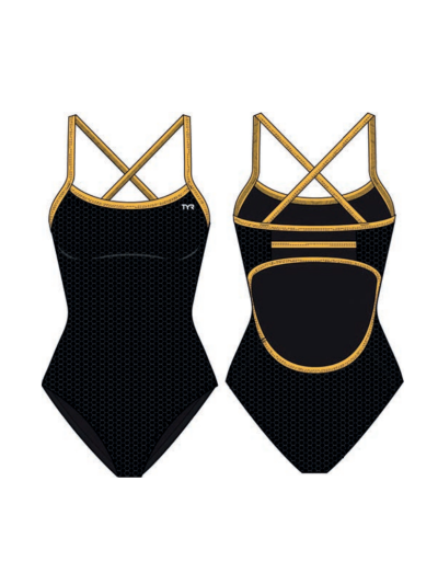 TYR Durafast Elite® TF Kız Çocuk Mayo - Hexa (Siyah/Altın)