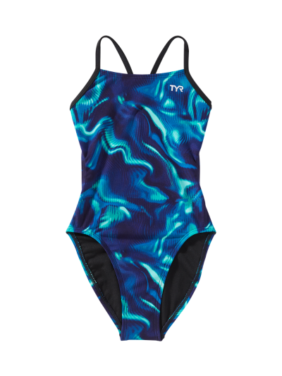 TYR Durafast Elite® CF Kız Çocuk Mayosu - Waveform (Mavi/Yeşil)