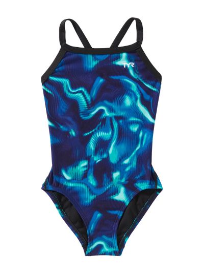 TYR Durafast Elite® DF Kız Çocuk Mayosu - Waveform (Mavi/Yeşil)