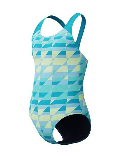 Speedo Allover Powerback Kız Çocuk Mayosu (Mavi-Yeşil)