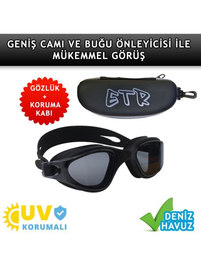ETR Yetişkin Deniz Havuz Yüzücü Gözlüğü Seti (Gözlük+Gözlük Kabı)