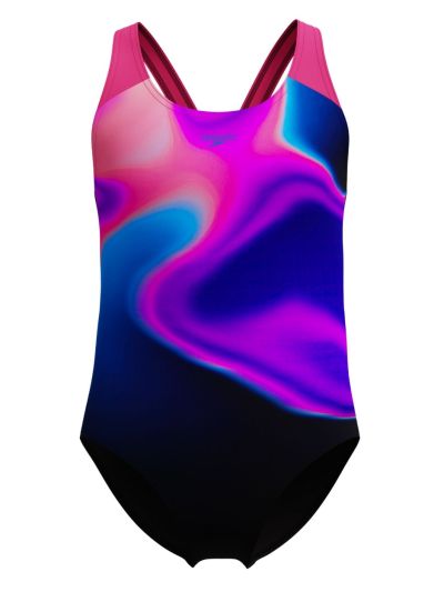Speedo Digi Splashback Kız Çocuk Mayosu (Mavi-Pembe)